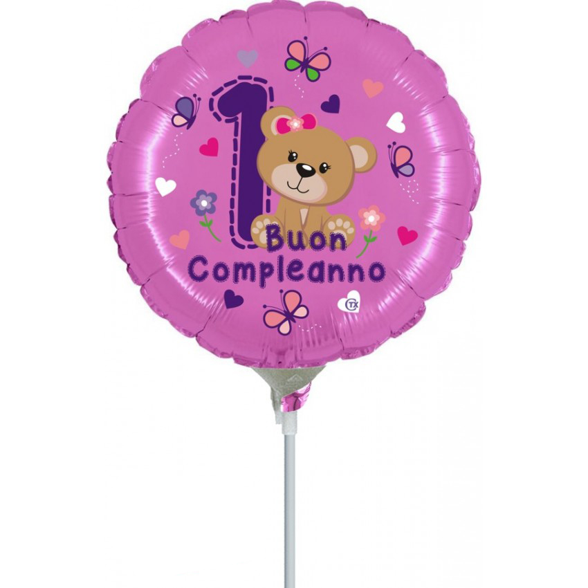 Palloncini Mylar CTX+ - 1° Compleanno Orsetta Minishape (9”)